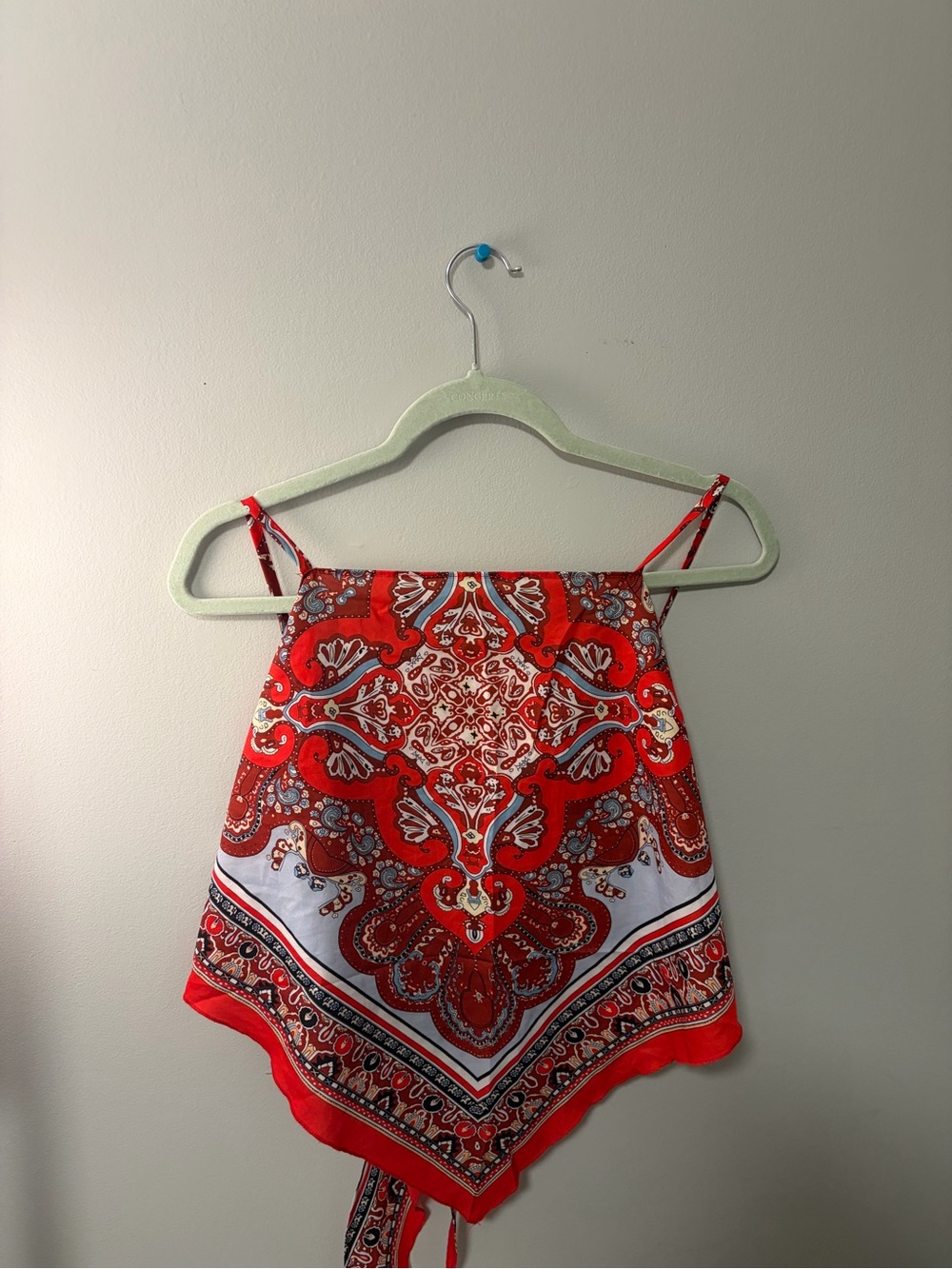 Red Paisley Handkerchief Halter Top - Unbranded